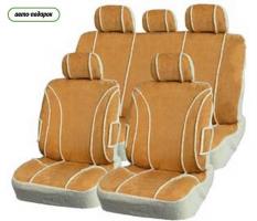 Авточехлы на сидения Sheepskin имитация  дубленной овчины (черн/серый)