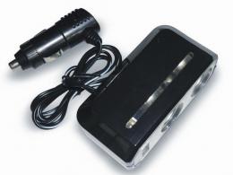 Разветвитель прикуривателя 12/24 (на 2 выхода+USB порт) CS212U со светодиодной подсветкой