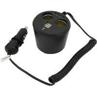 Разветвитель прикуривателя в подстак. 2гн.(8А)+2USB(2х1/1х2А) удлинитель.1,2 м, инд.зарядки АКБ