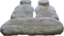 Натуральный меховой чехол из овчины белого цвета, длинный ворс (На заднее сидение)