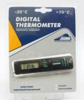 Термометр   (BT7) чёрный с часами и подсветкой
