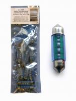 Лампа светодиодная 12В, 5Вт, FESTOON 11X35, SV8,5, C5W, на плафон салона, синяя (10 шт.)