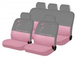 Авточехлы на сидения LOVE PINK FLOWERS(розовый-серый) Израиль