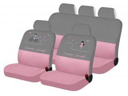 Авточехлы на сидения  LOVE PINK LOVE STORY  (розовый-серый) Израиль