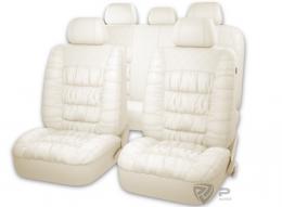 Авточехлы на сидения MAGNAT (L) Белый эко-материал с элементами драпировки